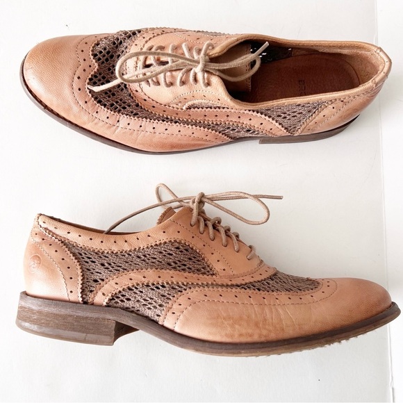 Bronx Oxford Style Lace Up Shoes Open Netting lace like neutral vintage vibes - Picture 1 of 8